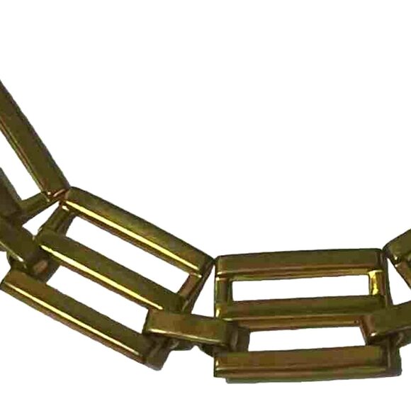 UNIQUE Geo Gold Plated Couture Square Link Choker Necklace 16 Inch - Picture 2 of 4